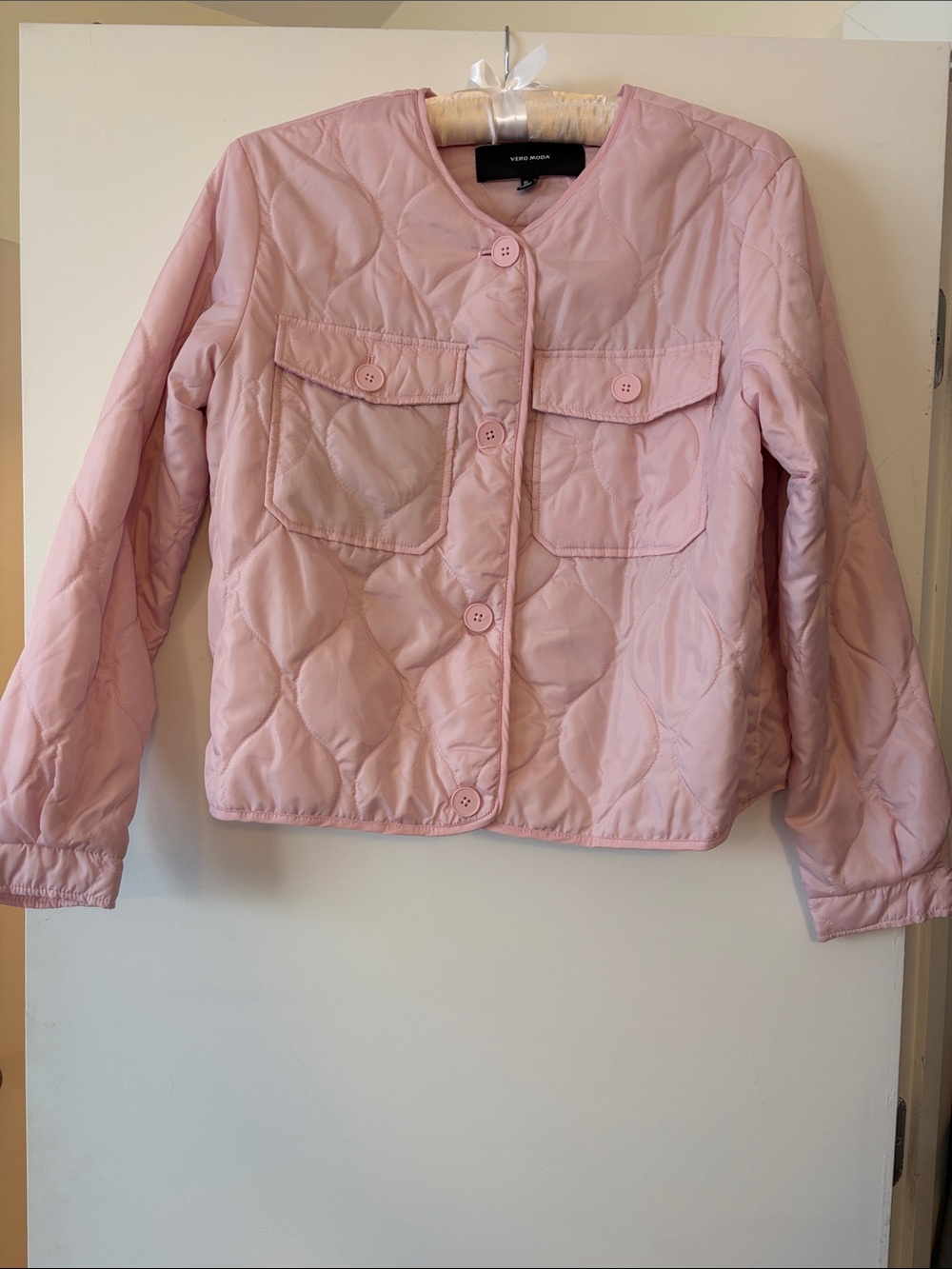 Vero Moda Light Pink Quilted Button-Up Jacket